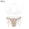 Sexy Cute Animal Bikinis Swimsuit 3D Print Little Yellow Duck Beach Women Straps Swimming Suit for Female Bikinis Set W220616