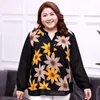 Kvinnors plus-storlek t-shirt Kvinnor Chiffon Blus 8xl Autumn Obesity Loose Female Long-Sleeve Printed Shirt Cover Belly Mid-Length Topswomen's