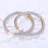 925 Silver 34mm 18K Gold Circle Hoop Earrings For Women Fashion Wedding Jewelry 220817