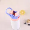 재고 승화 머그컵 공백 어린이 텀블러 아기 병 Sippy 컵 12 OZ 흰색 물병 짚과 휴대용 뚜껑 5 색 뚜껑 인쇄