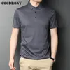 COODRONY Marque Haute Qualité D'été Classique Couleur Pure Casual Manches Courtes 100% Coton Polo-Shirt Hommes Doux Cool Vêtements C5203S 220524