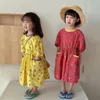 Robes de fille Robe coréenne d'été pour les filles Toddler Couleurs contrastées Col rond Vêtements pour enfants avec poche Boutique Vêtements pour enfants