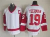 Mens Vintage 19 Steve Yzerman 하키 유니폼 75주년 홈 레드 저지 클래식 1992 국가 대표팀 1984 Campbell 스티치 C 패치 M-XXXL