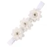 Baby Girls Solid Color Flower Headbands Toddler Elastic Hair Accessories Kids Pearl Crystal Headwear Newborn Decor