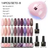 Kits d'art d'ongle Mtssii 10pcs Gel Polish Set avec lampe UV Sèche-linge Semi-permanent Vernis hybride Base Top Coat Soak Off LED AR