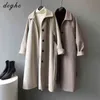 DOGHC Trench-Coat Minimaliste 2022 Lumière De Luxe Mode Nouvelle Laine Femmes Tempérament Lâche Mi-longueur Hepburn Style Sauvage 80039 T220714