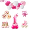 Party Decoration QIFU 1st Birthday Balloon Boy Foil Number Ballon One Year Baby Girl Decor Shower Decorations Kids