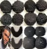 4 mm afro mâles Toupees Indian Virgin Human Remplacement de la main de cheveux liés à la main en dentelle noire pour hommes noirs Fast Express Livraison