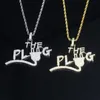 Kedjor isade ut bling 5a kubik zirkonia guld silver färg bokstav hänge initial halsband för män pojke hip hop rep kedja punk smyckenchains