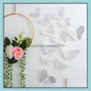 Autocollants muraux d￩cor de la maison Jardin Decal 3D Hollow-out Butterfly 12pcs / PCS Bureau BORD BORD Girl Rooms Birthday Wedding Party Decoration PA