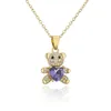 New Fashion CZ Pave Setting Cute Love Bears Pendant Necklace Woman Gift 18K Gold Jewelry3640015