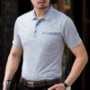 Thoshine Marke Männer Sommer Polo Shirts 95% Viskose Business Stil Männlichen Plaid Dot Polo-shirt Smart Kausalen Camisa Drehen-unten Kragen 220514