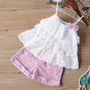 Conjunto de roupas de verão Girl Sling Top Stripe Short 2pcs Crianças Roupa Toddler Roupas 220507