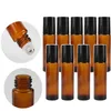 50Pcs/Sets 10ml Amber Empty Refillable Roll On Bottles For Essential Oils Deodorant Containers With Stainless Steel Roller Ball
