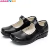 Çocuk Kız Parti Ayakkabı PU Patent Deri Prenses Sneakers Moda Siyah İlkbahar Yaz Çocuklar Sandal Okul Ayakkabı Çocuklar için 220418
