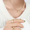 Chokers Moda Paslanmaz Çelik Tam Elmas Halite Tek Kolye Mikro-Set Titanyum Kaplamalı 18 Altın Kolye