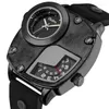 Wristwatches Relogio Masculino Dual Time Zone Watch For Men Fashion Quartz Wrist Leather Band Square Men's Watches Black Dial ClocksWris