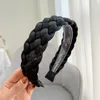 Solid Color Women Headband Hair Hoops Satin Braided Braids Sponge Head Hoop Weaving Plastic Toothed Headwear Hair Accessories