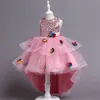 2022 Yaz Yeni çocuk Prenses Elbise Kız Örgü Çiçek Kolsuz Sonraki Elbiseler Ziyafet Parti Zarif Elbise Performans Giyim