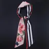 Halsdukar 7cm 2022 Design Skinny Women Tie Rose Flower Print Silk Scarf Fashion Belt Brand Handbag Liten Long ScarvessCarves249a