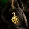 Anhänger Halsketten Kleine Sonne Jade Halskette Gold Farbe Frauen Schlüsselbein Zarte Einfache Schmuck GeschenkAnhänger