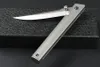 R8126 Flipper couteau pliant D2 Satin Drop Point lame CNC TC4 poignée en alliage de titane roulement à billes EDC couteaux de poche