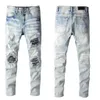 Designer Hommes Hip-Hop Mode Zipper Trou Wash Jeans Pantalon Rétro Torn Fold Ing Mens Design Moto Riding Cool Slim Pantalon Bleu Ciel Jean pour Femmes 28-40