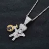 Stijl Nieuw 18K Gold vergulde ijs uit CZ Zirconia US Dollar Sign Money Bag Doll Pendant Chain ketting Hip Hop rapper sieraden voor Men210L