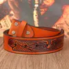 Western denim print replacement leather pattern belt men and women same style 220712