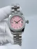 28 mm Woman zegarki Diamond Out Automatyczne mechaniczne zegarek damski Różowa twarz Pasek ze stali nierdzewnej projektantka mody Lady Wristwatch Watch Watch