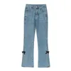 High Waist Jeans Women Summer Bell-bottom Pants Vintage Korean Casual Slim Split Light Color Flared Pant Streetwear Jeans Female T220728