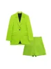 Kondala Office Lady Fluorescent Green Blazer Women V Mujeres V Cuello Single Botón Vintage Elegante Outwears 220801