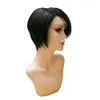 Pixie Cut Wig İnsan Saç Kısa Düz Bob Wig 13x4 Dantel Ön T Parçası Şeffaf Yan Peruk Kadınlar için Brezilya Önceden Kopardı