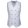 Gilets pour hommes Blanc Paisley Double Breasted Robe Costume Gilet Hommes 2022 Marque Slim Fit Mariage Grom Prom Gilet Gilet Costume XXL Guin22