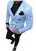 Handsome Peak Lapel Groomsmen Double-breasted Groom Tuxedos Mans kostymer Bröllop / Prom / Dinner Man Blazer (Jacka + Byxor + Tie) K688