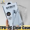 2in1 Clear Phone Case voor iPhone 15 14 13 12 11 Pro XS Max Samsung S23 S22 A73 Redmi 10 Moto G22 mobiele telefoon achteromslag met retailpakket izeso