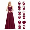 New Bridesmaid Dresses Variable Wearing Ways Top Quality A-line Sleeveless Wine Red Dusty Blue Navy Maid of Honor Gowns wedding Guest wears cps2000