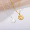 Chains Vintage Wave Bird Wing Necklaces For Women Stainless Steel Plated Waves Embossed Coin Pendant Necklace Beach Jewelry GiftChains