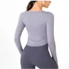 Lu Yoga Short Sleeve Long Sleeves T Shirt سريع الجاف تمتد على التنفس نحيف Fit V VIC Neck Top Yoga Sports Fitness Running Top Nice