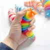 Шарнирный пальчиковый слизень Непоседа Сенсорные игрушки 3D Stretch Гибкая гусеница Мультяшные слизни для детей Взрослые Радужный цвет Игрушка для снятия стресса 14CM T32ZX5A