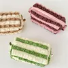 Cosmetic Bag Ins Cream Green Grape Color Matching Stripe Advanced Storage Wash Girls Student Large-capacity Pencil Bags