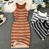 Neploe Knitted Letter Print Women Dresses Summer Halter Sleeveless Camis Vestidos Sexy Slim Waist Bodycon Dress Y220704