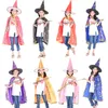 Party Supplies Halloween Cloak Cap for Festival Fancy Dress Children Costumes Witch Wizard Gown Robe and Hats Costume Cape Kids SN4576
