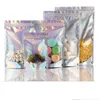 Clear and Holographic Zip Lock Thicken Cosmetic Packing Bags Candy Gift Standing Mylar Foil Pouches Rainbow Color Food Grade