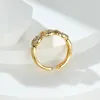 Wedding Rings Trendy Female Hollow Infinity Open Ring Classic Gold Color Engagement Dainty White Zircon Stone For Women