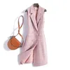 Damesvesten 2022 herfst winter vrouwen mode roze plaid vest casual dubbele borsten lange vest mouwloze slanke dame jc435
