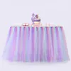 Colorful Table Skirt Tutu Tulle Tablecloth for Wedding Festival Party Table Decoration Soft Home Textile Tablecloth Accessories 201007