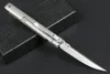 Nouveau R8126 Flipper Couteau Pliant D2 Satin Drop Point Lame CNC TC4 Titane Alliage Poignée Roulement À Billes EDC Couteaux De Poche