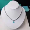 NOUVEAU 100% 925 Sterling Silver Collier Pendentif Coeur Perlé Chaînes Or 18K Luxueux Femme Bijoux Artisanat Exquis Classique Bleu Amour Luxe cadeaux originaux