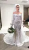 Хейли Бибер кружевное русалка свадебное платье с плеча с длинным рукавом богемные кружевные трубы свадебные платья сексуальные без спины бохо пляжные платья невесты рубашка de mariee